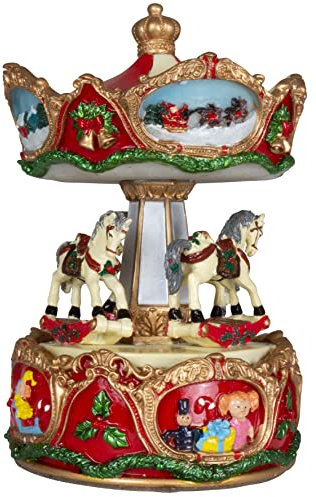 Christmas Paradise Mechanische Deko Spieluhr Karussell 16cm mit Musik dreht Sich Bunt