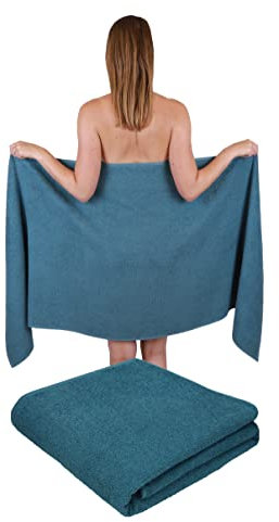 Betz 2 Stück Saunatuch 100% Baumwolle taubenblau 70x200 cm Berlin XXL Saunatücher Sauna Handtuch Weich Groß Frottee Badetuch Farbe taubenblau