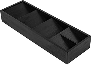 Auroni Besteckschubladen Organizer Bambus, schwarz | Platz für 24+ Teile, 5 Fächer, Ordnung in der Schublade