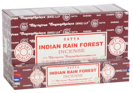 Satya - Räucherstäbchen Indian Rain Forest 120er-Pack (Einheitsgröße) (Bordeauxrot/Weiß)