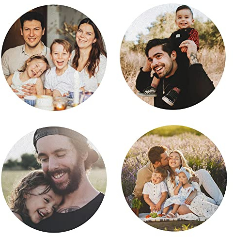 Personalisierte Untersetzer Mit Foto, Eigenes Bild Oder Text Selbst Gestalten, Fotountersetzer Als Lustiges Geschenk Für Paare, Familie, Haustier, Geburtstag Oder Jahrestag (Rund, 4er Set)