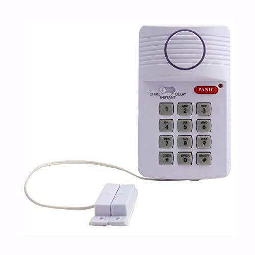 Ruspela Door Window Alarm, Loud Wireless Door Alarm Security Pin Panic Keypad For Home Office Garage Shed Home Security System