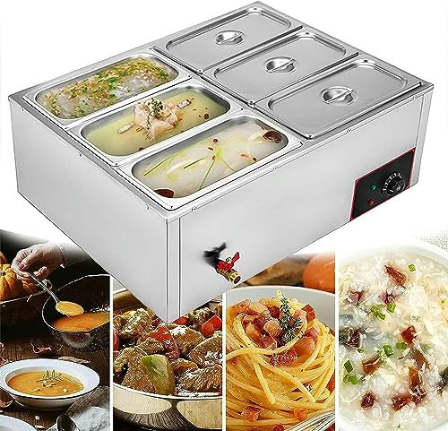 Scaldavivande elettrico, server buffet da tavolo, intervallo di temperatura 30 – 85 °C, scaldavivande elettrico, server buffet con coperchi, rubinetto di scarico per ristorazione e ristoranti