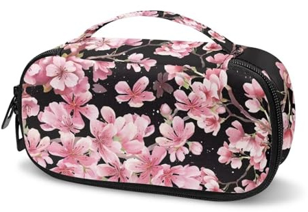 Mumeson Reiseetui für Diabetiker mit Kirschblüten für Damen, langlebig, mit doppeltem Reißverschluss, tragbare medizinische Tasche