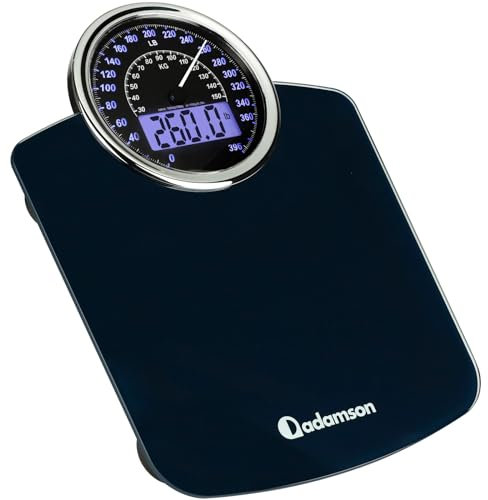 Adamson Hybrid 2-in-1 Analog & Digital Weighing Scale for Body Weight up to 400lbs + Thick Tempered Glass + Extra Large Display + Easy to Read Digital Bathroom Scale + New Version