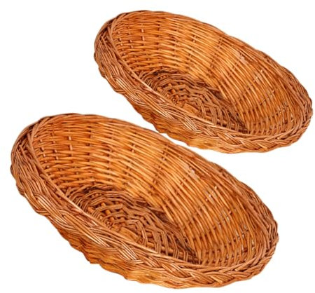 Zerodeko 2piezas Cesta De Ratán Para Frutas y Alimentos Organizadores De Mimbre Hogar Cestas De Almacenamiento Portátiles Para Sala De Estar o Cocina