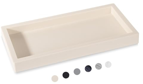 Badezimmer-Tablett, kleines Kosmetiktablett, Silikon, Seifenschale, Schwammhalter, Küchenspüle, Organizer, Badezimmer-Zubehör für Arbeitsplatte, WC, Dusche – Beige | Klein, verdicktes Silikon, leicht zu reinigen, wasserdicht, rutschfest, für Arbeitsplatte, Küche, Schlafzimmer, Kommode