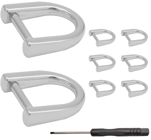 Murtenze 8PCS Tiny D-Key Ring with Screw Shackle for Car Key Leather Holder Zip Puller Purse Replacement Keychain Ring 0.4 Inch Inside Bar (Silver)