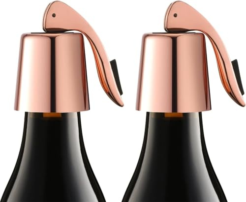 Weinflaschenverschluss 2 Stück, Edelstahl Weinverschlüsse Flaschenverschluss Verbessertes Pleuel, verstärkt, wiederverwendbar hält Wein frisch, Geschenkidee für Weinliebhaber(Wine Stopper, Rose Gold)