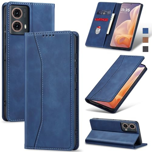 Jasonyu Funda para Motorola Moto G85 Flip Case,Azul | Cuero PU Carcasa,Tipo Libro con Tarjetas y Cartera,Soporte Plegable,Cierre magnético,Capa