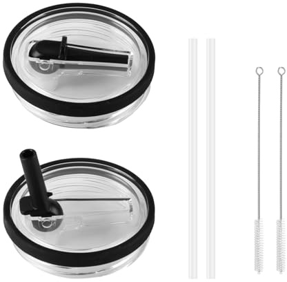 2 Pcs Leak Proof Lid for Stanley 40 oz Tumbler Flip Straw Replacement Lid | Stanley Quencher Leakproof Tumbler Cover Accessories, Comes with 4 Straws & 1 Cleaning Brush