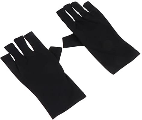 ARTSEWPLY Uv Protection Gel Nail Gloves Fingerless Thick Short Black Gloves for Women Manicure Uv Light for Gel Nails