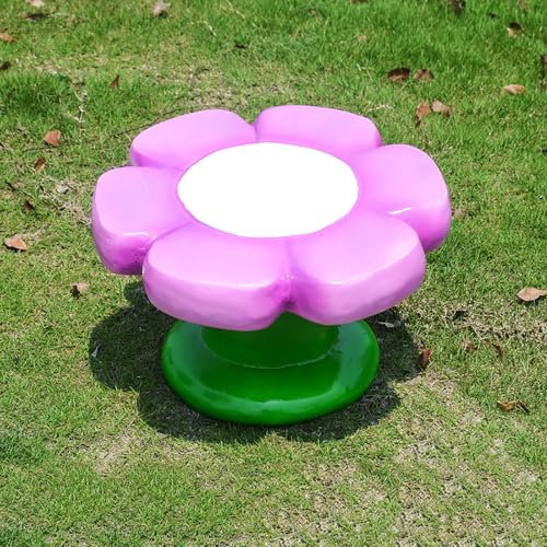 Sgabelli da Giardino Funzionali - Statue da Calcio in Fibra di Vetro, sedute da Esterno Resistenti alle intemperie per Prati e patii. Sculture Decorative da Giardino, Pink Flower