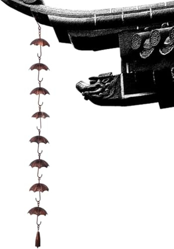 Regenkette für Regenschirm Wasserkette Regen aus Metallocatcher lange effektive Drainage 8 Regenschirme Gartenkette Regenschirmkette für Dekorationen des Zusammenbruchs im Freien