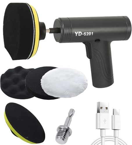 Polisseuse de voiture sans fil, rechargeable par USB, avec lumière LED, polisseuse de voiture avec 3 tampons de polissage pour polissage/cire/préparation