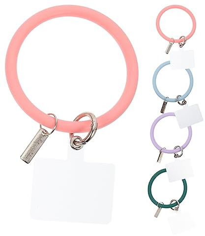 SHINEOFI 4 Pezzi per Telefono Silicone Cerchi per Chiavi e Accessori Compatibile con Smartphone e Borse Resistente e Facile Installare Rosa Blu Grigio Scuro