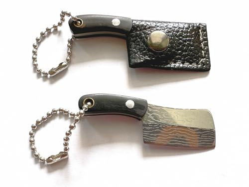 AE-GLAS Pequeño cuchillo de bolsillo para llavero con mango de madera y tapa protectora, pequeño de acero inoxidable, mini cúter, abridor de paquetes para bolsillo, bolso (negro 30-39)