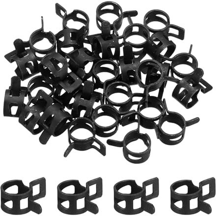 sourcing map 30 Pcs Fuel Line Clamps Spring Band Hose Clamps, 5/16 10mm Silicone Air Tube Vacuum Hose Water Pipe Low Pressure Assortment Kit, Black