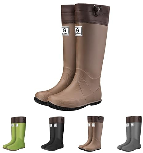 MJGkhiy Stivali Da Pioggia Donna Alti Antipioggia Scarpe Impermeabili Eleganti Antiscivolo Stivaletti Pioggia Di Gomma Comode Rain Boots Wellington Colorati Leggeri Scarpe Da Giardino