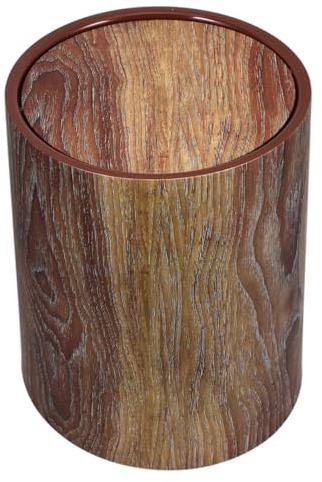 SHINEOFI Pattumiera da Interno in Leggera con Coperchio Ribalta Effetto Legno Cestino per Rifiuti Casa Bagno Ufficio Resistente e Riutilizzabile