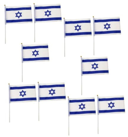 NUOBESTY Drapeau Israélien Manuel 20x28 Cm 10 Pièces Pour Décoration Extérieure En Polyester Léger Et Réutilisable Pour Fêtes Sportives Et Événements