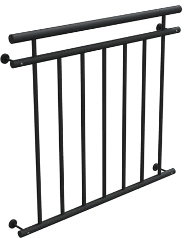 HAGO 24 | Balcón francés | Ventana | Barandilla de acero | 100 x 90 cm antracita | Barandilla de barandilla | Balcón Juliet | Barandilla | Balcón de salida | Ventana de barandilla