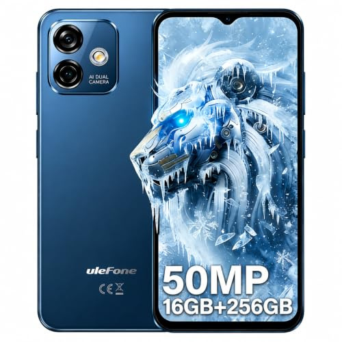 Ulefone Note 16 Pro Telephone Portable, 50MP+8MP Telephone Portable Pas Cher, 16Go+128Go Octa Core Smartphone Pas Cher, 6.52 HD+ 4G Dual SIM Téléphone, NFC/Face ID/Fingerprint/GPS/OTG, Bleu