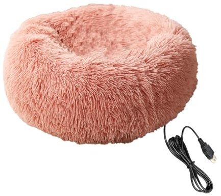 Beheiztes Katzenbett, Elektrisches Katzenbett Waschbar Für Drinnen, Kleine Hunde Donut Bett Katzendecke Hundedeck Flauschiges Mit Heizkissen, Katzendonut Für Katzen Und Kleine Hunde, 40 Cm Durchmesser
