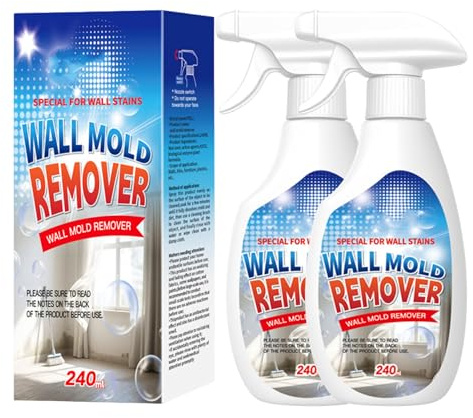 Spray removedor de moho de pared de 240 ml, removedor de manchas de moho de pared altamente eficaz, antimoho S-pray, eliminación de moho multipotente para paredes, baño, cocina, azulejos y madera (2