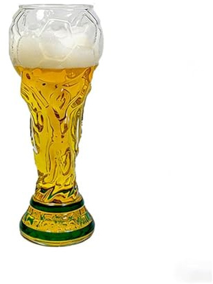 2026 World Cup Soccer Trophy Beer Glass - Football Themed Drinking Glass for Game Night, 16.9oz Oversized Beer Mug, Durable Borosilicate Glass, Great for Watching Matches, Bar Decor, and Gifts for Men