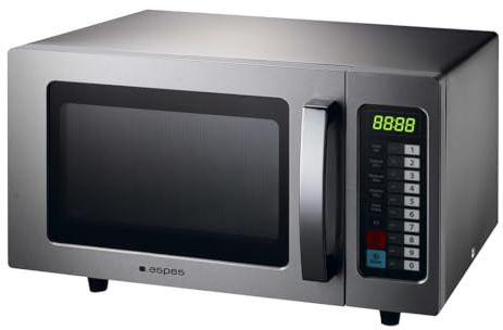 Aspes Microondas Básico 25 Litros Libre Instalación, Inox AMWH2510001MD. 1000W, 4 Programas, Control Electrónico, Modo Descongelación, Cavidad Acero Inoxidable, Fácil Limpieza, Temporizador 60min