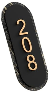 Numero Civico Della Targa Moderna In Acrilico Da 1 Pezzo Con Decorazione In Marmo for La Casa, Villa, L'ufficio, L'appartamento, L'hotel(V1,20cmx8cm)