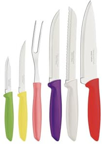Tramontina Küchenmesser Set, 6 teilig, Universalmesser, Gemüsemesser, verschiedene Messer, Edelstahl
