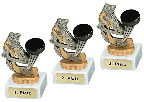 RaRu 3 Eishockey-Pokale mit Wunschgravur und Resin-Klebefigur