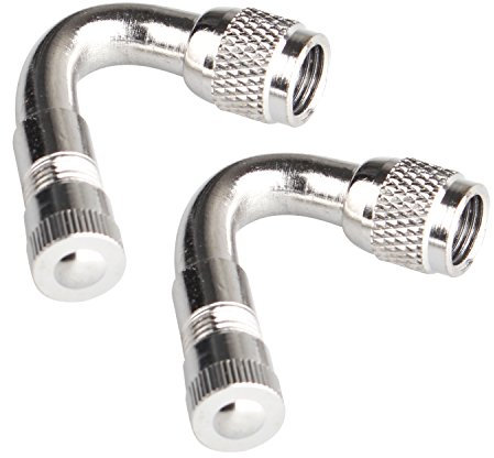 Futheda 2PCS 45 gradi di angolo estensori per valvola pneumatico stelo ruota prolunga adattatore per auto camion moto bici (argento)