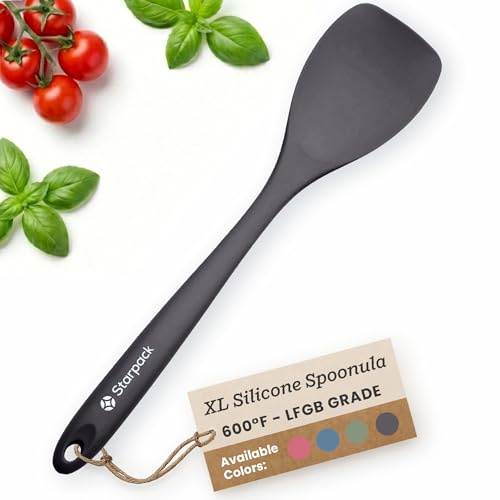 Starpack 'The All Rounder' XL Premium Silicone Spoonula - Silicone Spatula Spoons Heat Resistant to 600°F - Best LFGB Grade Spoonulas - Rubber Spoon Spatulas - Kitchen Spoon Spatulas for Cooking