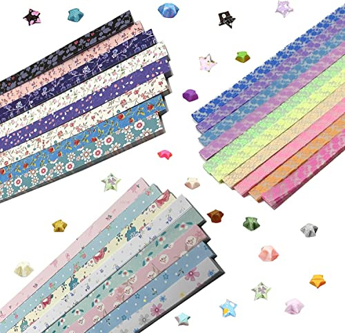 DOITEM Origami Sterne Papier Blume Vierblättriges Kleeblatt Ahornblatt Papier Set, 26 Farben, 1300 Streifen