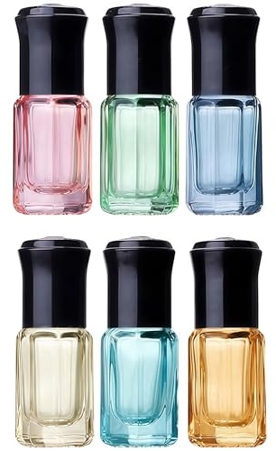 3ml Colorful Glass Roller Bottles 6 Pack, Refillable Essential Oil Roll On Bottles with Leak-proof Stainless Steel Roller Balls, Mini Empty Perfume Sample Vials for Aromatherapy & Travel