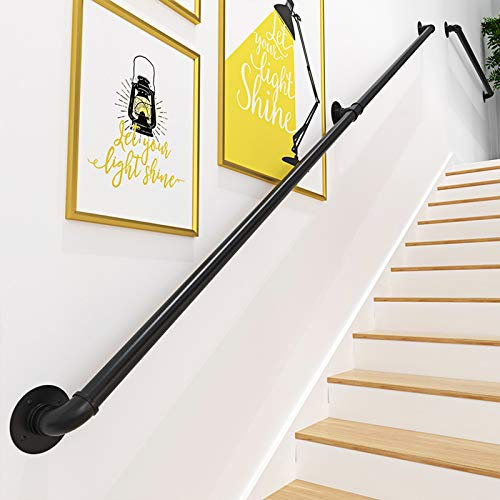 Gorssen Noir Support de Rampe escalier Main Courante d'escalier | Balustrade Garde Corps escaliers poignée terrasse pour intérieur et extérieur | Rambarde Support,150cm