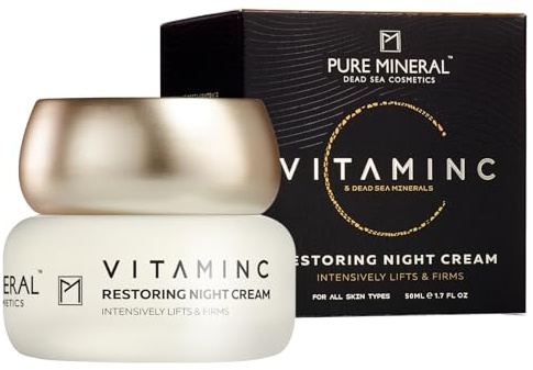PURE MINERAL - Crème de Nuit Régénérante à la Vitamine C - 50ml | La crème de nuit à vitamine C nourrit pendant le sommeil et aide la peau à paraître plus lisse, ferme et reposée.