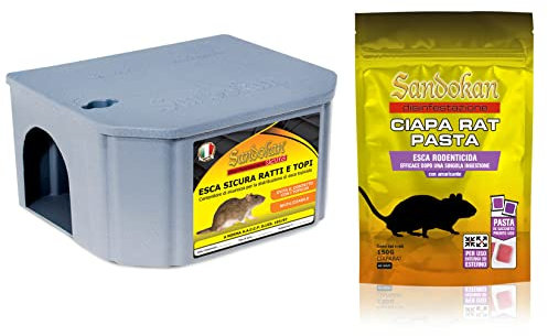 Combo Contenitore Esca Sicura Topi + Chaparat Pasta Esca Topicida 150g - Veleno per Topi Sicuro e Efficace per Controllo Roditori