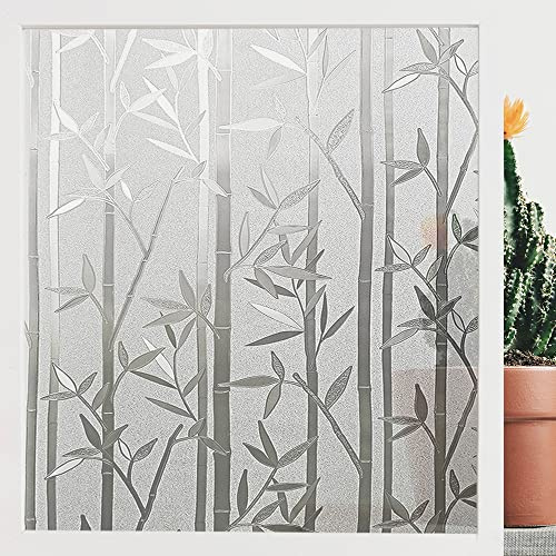 Finnez Fensterfolie Bambus Sichtschutz Selbstklebend Folie 44,5 x 400 cm | Selbsthaftend Folie Fenster Blickdicht Klebefolie 3D Dekofolie Statisch Anti UV für Badezimmer Schlafzimmer Küche