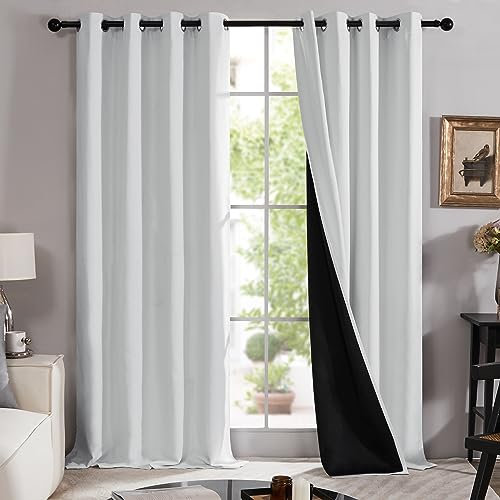 Deconovo 100% Blickdicht Vorhang mit Ösen, Gardinen für Schlafzimmer und Wohnzimmer, Schwerer Vorhänge Hitzeschutz, Doppellagiger Verdunkelungsvorhang, 180x140 cm(HöhexBreite), Weiß, 2er Set