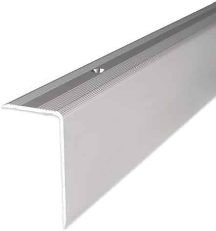 PROVISTON | Treppenkante | Aluminium | Silber | Breite 30 mm | Höhe 52 mm | Länge 1000 mm | Gebohrt | Treppenkantenprofil | Treppenwinkel | Winkelprofil | Kombiwinkel | 1 Stück