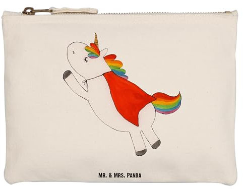 Mr. & Mrs. Panda Etui Einhorn Super Grösse XL Große - Geschenk, Kulturtasche, kosmetiktäschchen, Freundin, Superheld, Unicorn, Federmappe, Einhörner, Held, Mäppchen, Kulturbeutel
