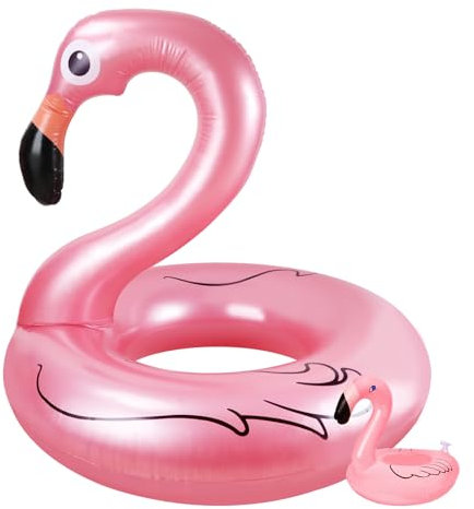 Oziral Gigante Gonfiabile per Fenicotteri Anello da Nuoto per Fenicotteri Piscina Giocattolo Galleggiante per Festa all'aperto Zattera da Spiaggia Viene fornito con Kit Patch, per Adulti e Bambini
