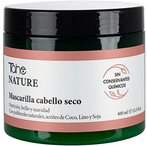 Tahe Nature Haarmaske für trockenes Haar mit natürlichen Polyphenolen, Kokosölen, Leinen und Sojaöl, 400 ml