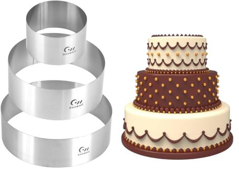 Guowall Tortenring, Edelstahl Backring Backform hoch für Backen, Dessertringe Ø 10, 15, 20 cm, Höhe 6 cm, 3 Stück, Rund