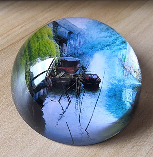 Kristall Ornament Boot Landschaft Glas Halbkugel Briefbeschwerer Halbkugel Figur Handgemachtes Kunstgeschenk Home Office Tisch Ornament Ball