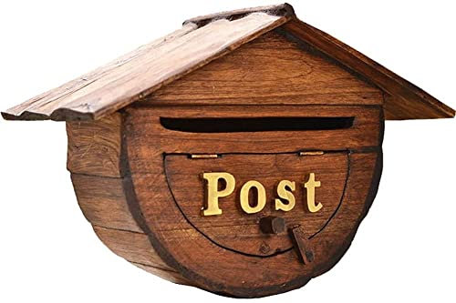 TWOCHI Cassetta della Posta in Legno per Villa in Legno massello Cassetta Postale Antipioggia per Arredamento per la casa retrò